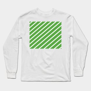 Diagonal lines - green and white. Long Sleeve T-Shirt